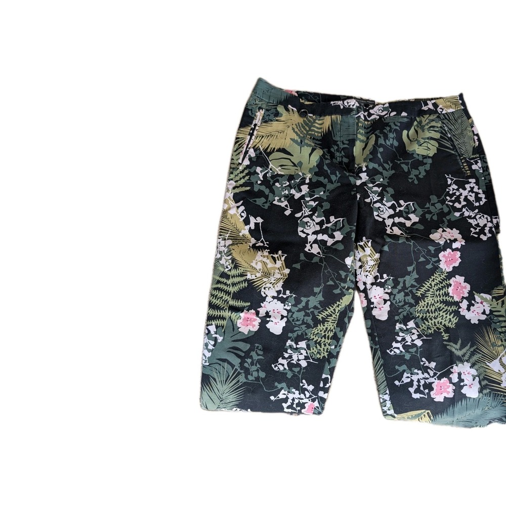 Adriana Papell Women Size 12 Pants Floral Black Travel Cruising Inseam 26